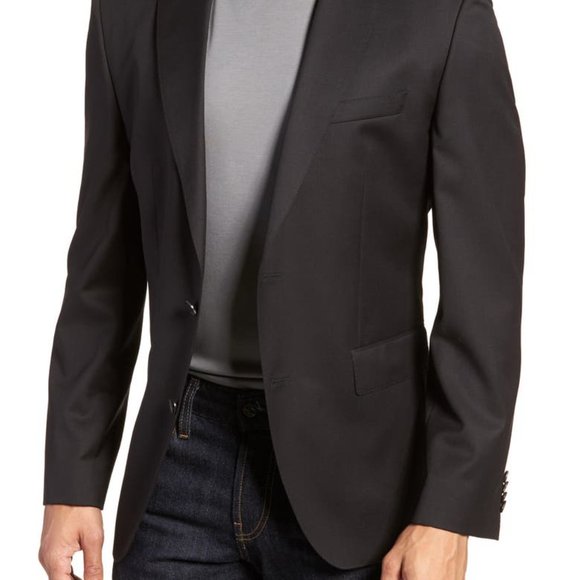 Hugo Boss Lanificio Tesse Biella Black Sport Coat Blazer Wool Jacket Size 40R - Picture 12 of 14